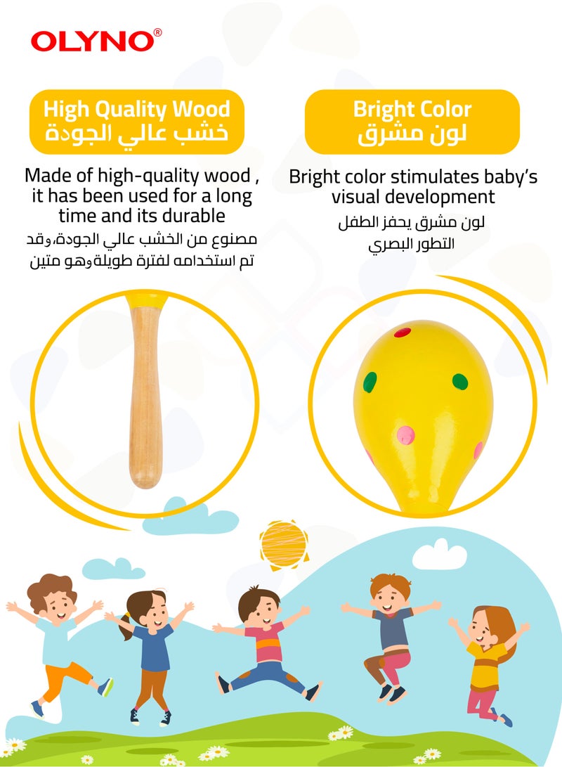 أولينو خشخيشة أطفال مصنوعة يدويًا من الخشب العاجي، آمنة وغير سامة، مثالية للاستكشاف الحسي للتسنين، هدية مثالية للرضع وحديثي الولادة - Image 3