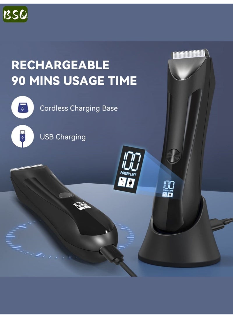 BSQ Premium Electric Shaver for Men | With LED Display | Beard Trimmer | Cordless Electric Razor | Mini Shaver | Wet & Dry Waterproof Body Hair Trimmer | Includes USB Charging Dock & Replacement Head | Unisex Personal Care Kit | Efficient & Safe | 90-Minute Ultra-Long Battery Life - Image 3