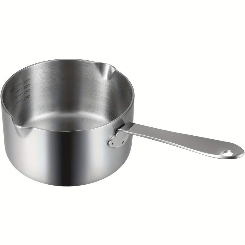 316 Stainless Steel Mini Milk Pan 12oz For Melting Butter Coffee With Dual Spout Silvery - Image 3