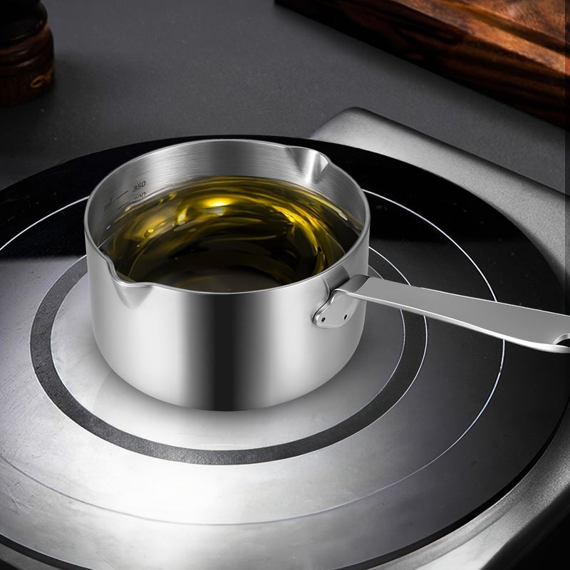 316 Stainless Steel Mini Milk Pan 12oz For Melting Butter Coffee With Dual Spout Silvery - Image 2