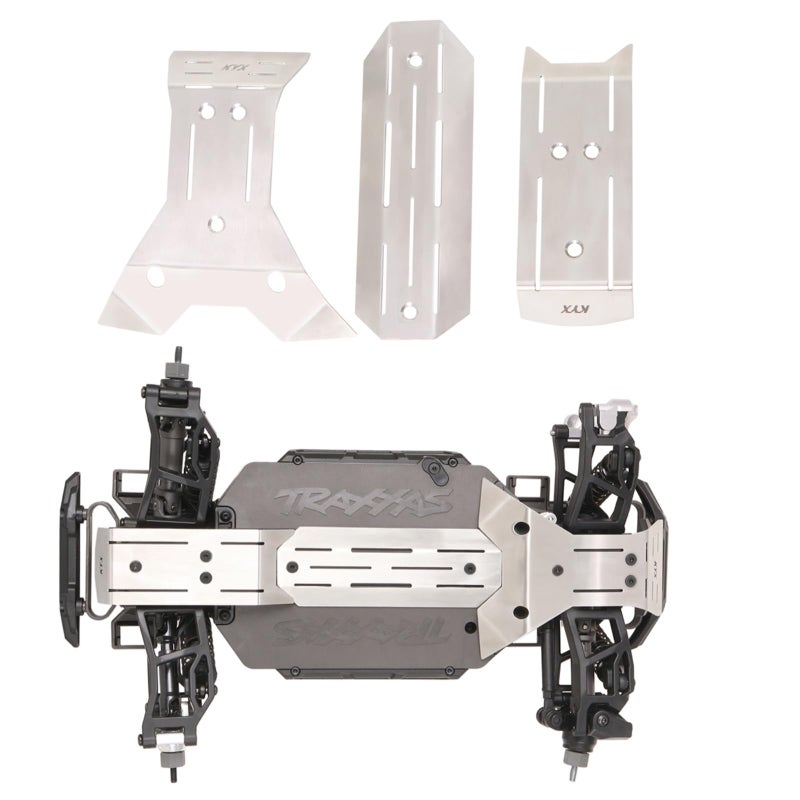 XBERSTAR RC Chassis Armor Set for Traxxas Mini Maxx Chassis Armor Guard Stainless Steel Chassis Protector Plate Upgrade Parts Accessories Chassis Protector Plate - Image 3