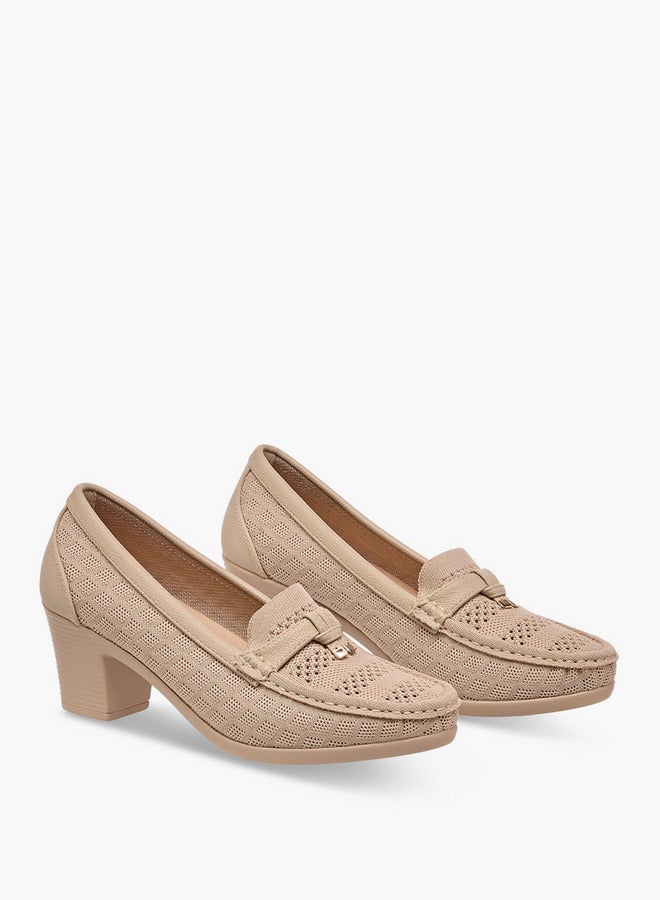 Flora Bella By Shoexpress Women Textured Slip-On Block Heel Shoes  - Image 1