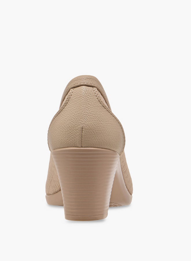 Flora Bella By Shoexpress Women Textured Slip-On Block Heel Shoes  - Image 5