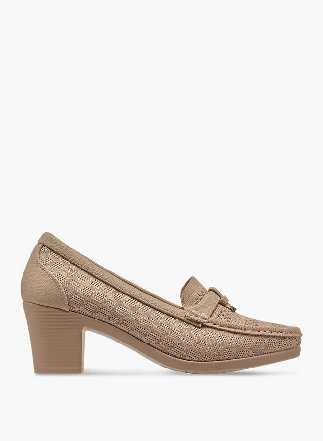 Women Textured Slip-On Block Heel Shoes