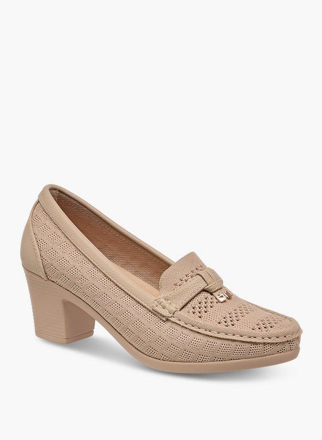 Flora Bella By Shoexpress Women Textured Slip-On Block Heel Shoes - Image 1