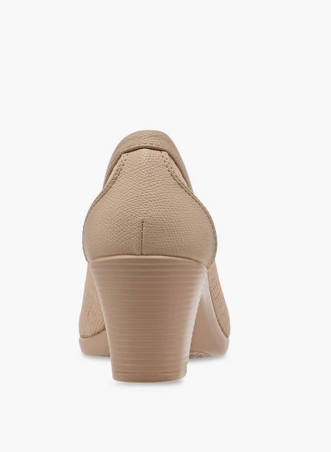 Flora Bella By Shoexpress Women Textured Slip-On Block Heel Shoes - Image 5