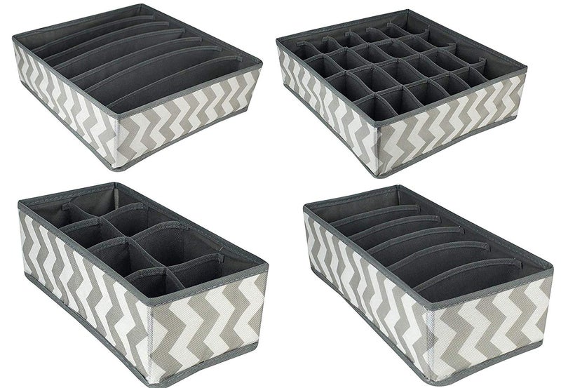 AAGNA AAGNA Drawer Organisers Set of 4 Foldable Storage Box Drawer Divider Organizer Closet Storage for Socks Bra Tie Scarfs  - Image 5