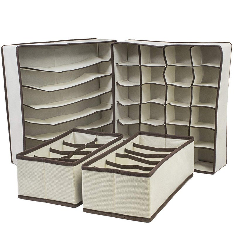 AAGNA AAGNA Drawer Organisers Set of 4 Foldable Storage Box Drawer Divider Organizer Closet Storage for Socks Bra Tie Scarfs  - Image 3