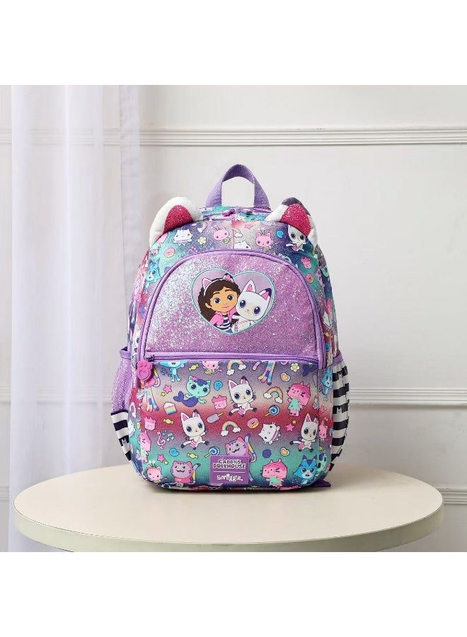 Smiggle Australian Kids Backpack, Gabby's Dollhouse Cartoon Multi Zipper Stress Relief Backpack, Casual School Rucksack for Primary School Students - Image 1