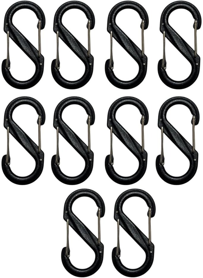 10 Pcs Zipper Locks Anti Theft, Double-Sided Spring S Mini Carabiner Zipper Clips Anti Theft for Backpack, Purse, Handbag, Luggage and Zipper Puller Replacement, Black - Image 1