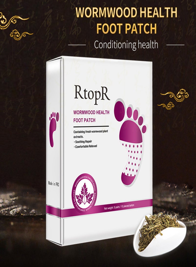 RtopR 5 Pairs Foot Pads Wormwood Foot Patch Foot Sticker Relieve Stress Improve Sleep Bamboo Vinegar Pure Natural Ingredients for Foot Body Care - Image 2