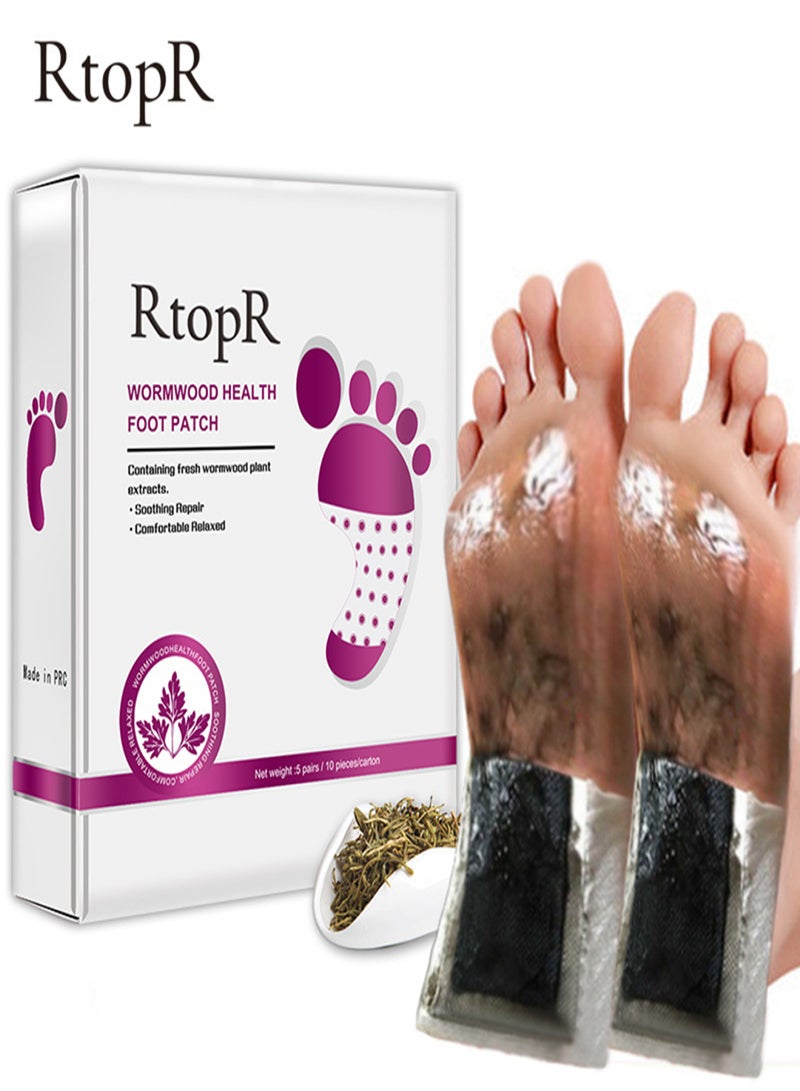 RtopR 5 Pairs Foot Pads Wormwood Foot Patch Foot Sticker Relieve Stress Improve Sleep Bamboo Vinegar Pure Natural Ingredients for Foot Body Care - Image 3