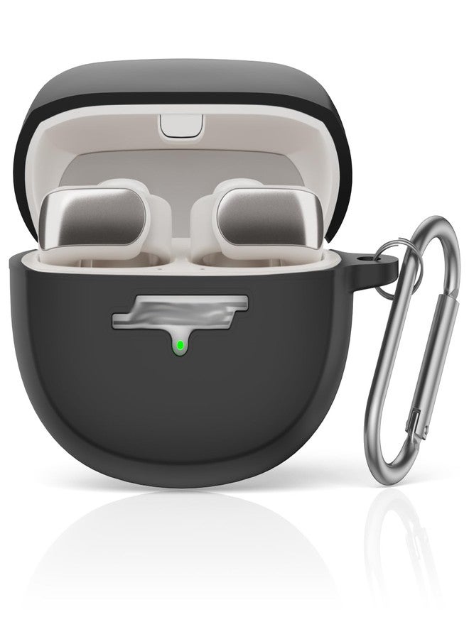 TUDIOW for New Bose Ultra Open Earbuds Case(2024), Silicone Shockproof Protective Cover for Bose Open Ear Wireless Earbuds Accessories with Carabiner (Black) - Image 1