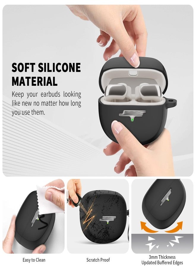 TUDIOW for New Bose Ultra Open Earbuds Case(2024), Silicone Shockproof Protective Cover for Bose Open Ear Wireless Earbuds Accessories with Carabiner (Black) - Image 4