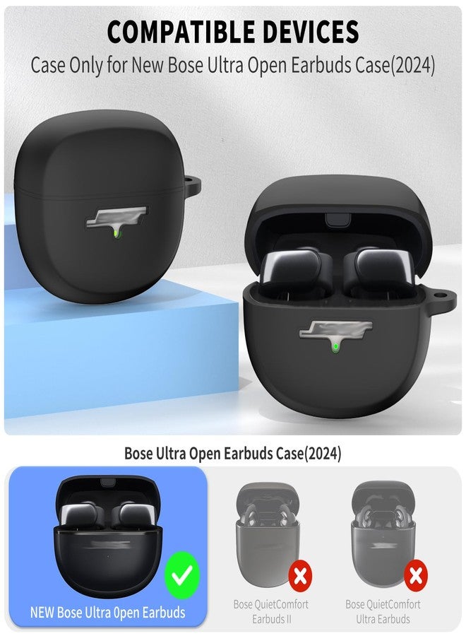 TUDIOW for New Bose Ultra Open Earbuds Case(2024), Silicone Shockproof Protective Cover for Bose Open Ear Wireless Earbuds Accessories with Carabiner (Black) - Image 2
