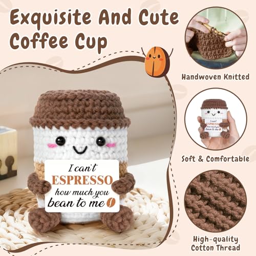 Sayregifty Gifts for Girlfriend/Boyfriend Crochet Coffee - Plush Latte Mug, Emotional I Love You Gift for Him/Her, Easter Gift for Girlfriend/Boyfriend Couple Coffee Lovers Presents for Women, I Love You Latte. - Image 3