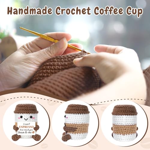 Sayregifty Gifts for Girlfriend/Boyfriend Crochet Coffee - Plush Latte Mug, Emotional I Love You Gift for Him/Her, Easter Gift for Girlfriend/Boyfriend Couple Coffee Lovers Presents for Women, I Love You Latte. - Image 4