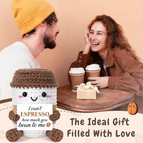 Sayregifty Gifts for Girlfriend/Boyfriend Crochet Coffee - Plush Latte Mug, Emotional I Love You Gift for Him/Her, Easter Gift for Girlfriend/Boyfriend Couple Coffee Lovers Presents for Women, I Love You Latte. - Image 5