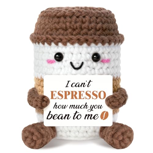 Sayregifty Gifts for Girlfriend/Boyfriend Crochet Coffee - Plush Latte Mug, Emotional I Love You Gift for Him/Her, Easter Gift for Girlfriend/Boyfriend Couple Coffee Lovers Presents for Women, I Love You Latte. - Image 1