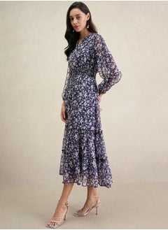 Floral Print Ruffle Detailed Midi Dress - pzsku/ZAC457F401DC5295FDE2CZ/45/_/1740554294/b9300fa1-d2d2-4f12-b536-a7c353d15a29