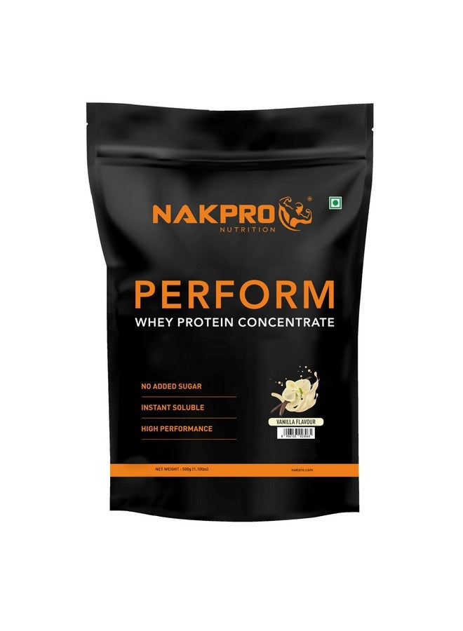 NAKPRO Perform Whey Protein Concentrate 500g Vanilla | 24g Protein, 5.3g BCAA | Trustified Certified 100% Authentic Supplement Powder & No Adulteration | Fast Absorbing Whey Protein Powder - Image 1