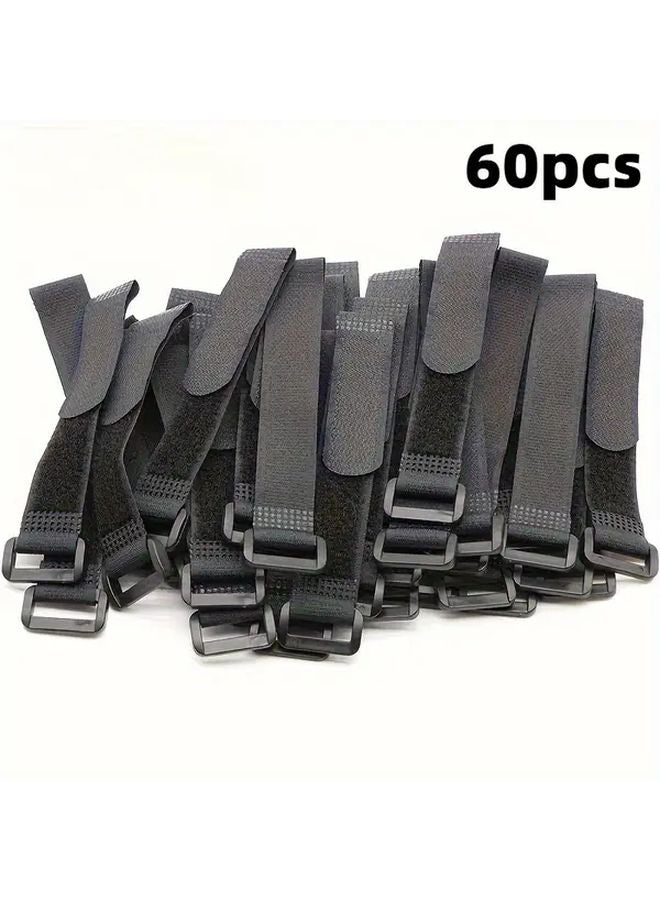 60pcs Heavy Duty Reusable Adjustable Black Tape Clips Durable Fasteners for Organizing Wiring Garden - Image 1