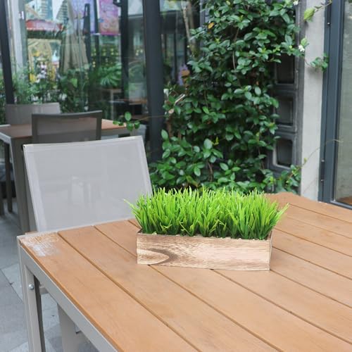 COTSEN 11 Inch Artificial Green Grass Plant Fake Potted Plant Rectangular Wooden Planter Box are Suitable for Family Office Wedding Store Indoor Outdoor Decor - Image 5