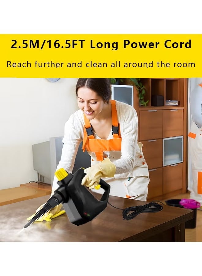 Arabest Handheld Steam Cleaner with 11pcs Accessories & Safety Lock,ABS Material,BPA-Free,2.5M Cord,1000W Multi-Purpose Home Use Portable Steamer for Cleaning suit for Floor,Car,Carpet, Upholstery,Couch,Tile, Windows Cleaning (Black) - Image 5