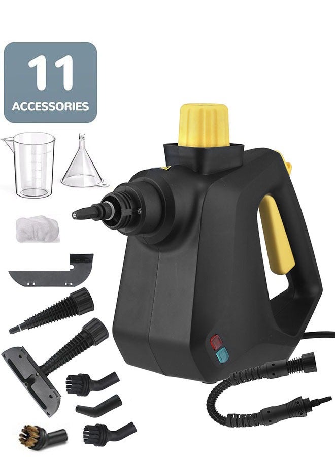 Arabest Handheld Steam Cleaner with 11pcs Accessories & Safety Lock,ABS Material,BPA-Free,2.5M Cord,1000W Multi-Purpose Home Use Portable Steamer for Cleaning suit for Floor,Car,Carpet, Upholstery,Couch,Tile, Windows Cleaning (Black) - Image 1