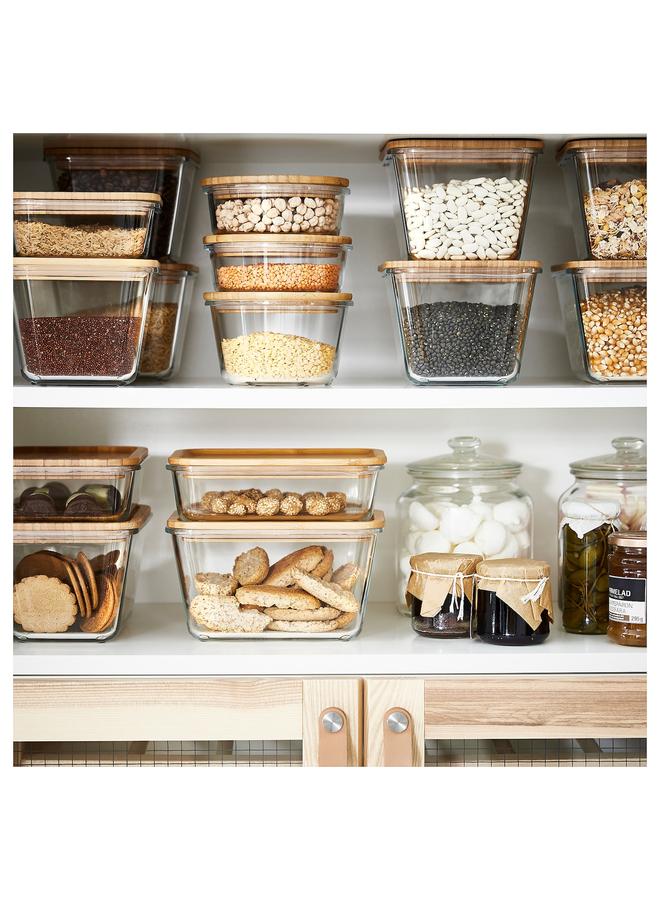 Zaboon Food Container With Lid, Rectangular Glass/Bamboo, 1.8 L - Image 3