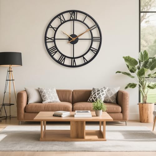 BBALOVEDRE 30 Inch Extra Giant Oversized Large Wall Clocks for Living Room Decor,Big Black Roman Numerals Metal Wall Clocks for Bedroom, Kitchen, Office,Housewarming Gift - Image 4