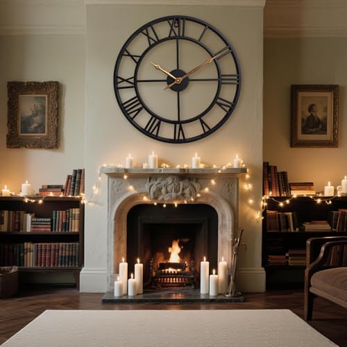 BBALOVEDRE 30 Inch Extra Giant Oversized Large Wall Clocks for Living Room Decor,Big Black Roman Numerals Metal Wall Clocks for Bedroom, Kitchen, Office,Housewarming Gift - Image 3