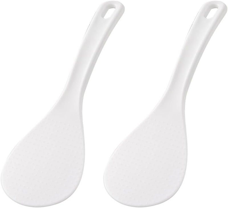 lasenersm 2 Pieces Plastic Rice Paddle Rice Spoon Scooper Rice Cooker Spoon Rice Scooper Rice Ladle Paddle Rice Scoop Spoon, White, 20 x 7cm - Image 1