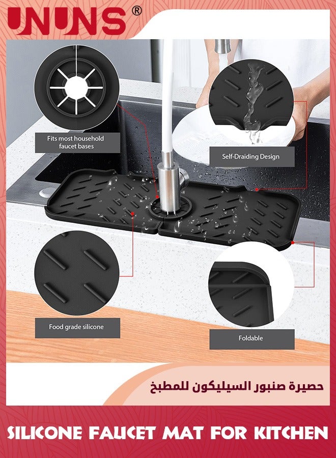 UNUNS Silicone Faucet Mat for Kitchen,Sink Splash Guard,Bathroom Faucet Water Catcher Mat,Sink Draining Pad Behind Faucet,Keep Drying Kitchen Accessories  - Image 3