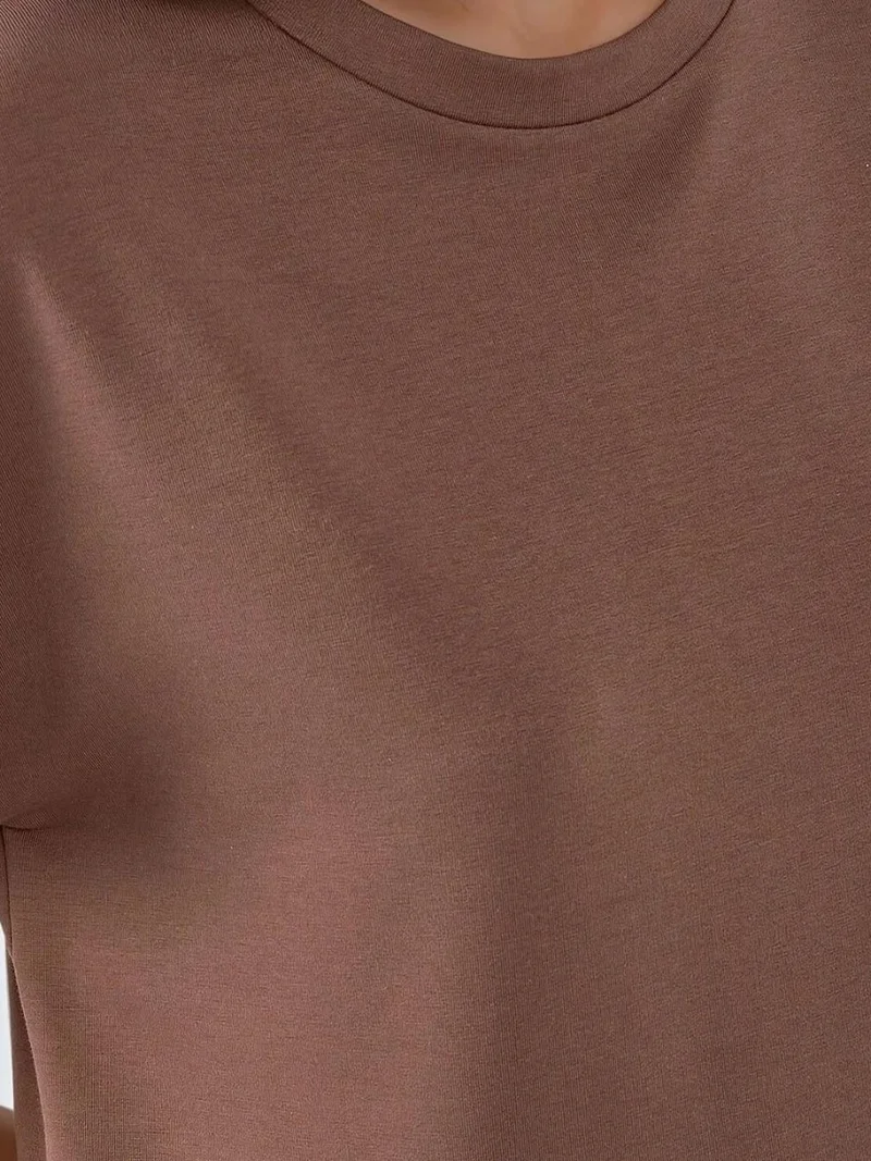 HICCUP Relaxed Fit Midi Dress with Crew Neck