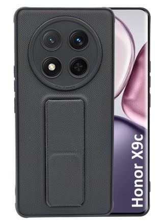 Honor X9c - Soft  Silicone Dual Tone Case With Magnetic Hand Grip Holder And Kickstand - Black - pzsku/ZAC45C90140750C8E34BDZ/45/_/1740122220/4ab15453-8827-4185-a54f-02d7de47577b