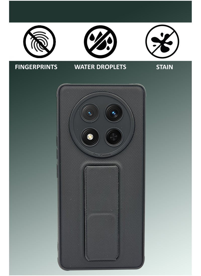 Generic Honor X9c - Soft  Silicone Dual Tone Case With Magnetic Hand Grip Holder And Kickstand - Black  - Image 4