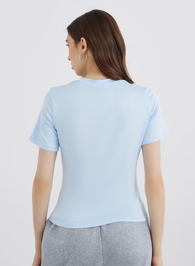 Take Two Take Two Slogan Print Regular Fit Round Neck T-Shirt