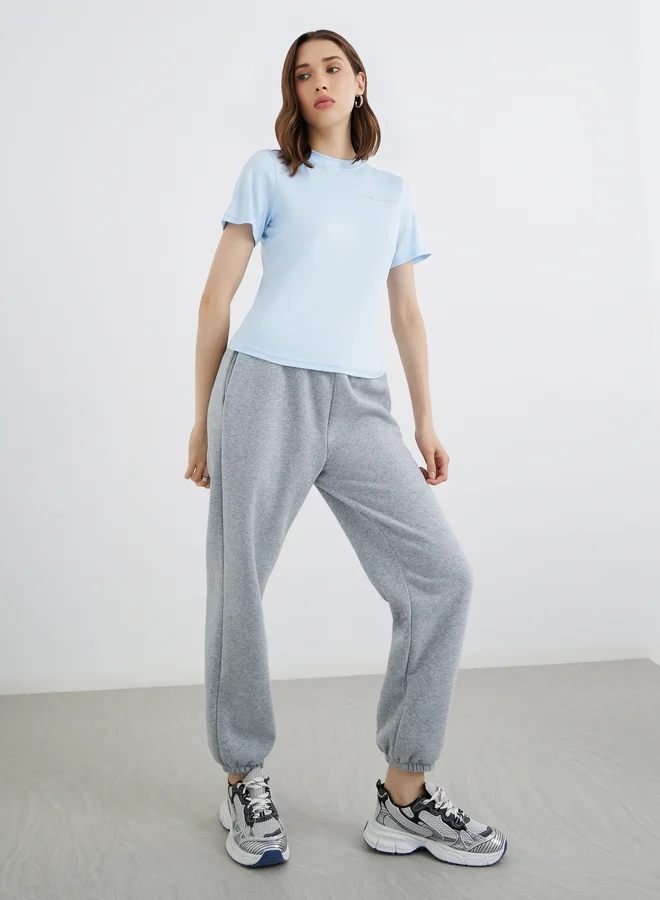 Take Two Take Two Slogan Print Regular Fit Round Neck T-Shirt