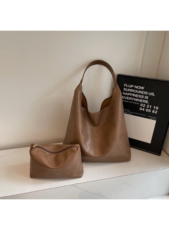 كيفية حقيبة يد نسائية عبر الجسم، تصميم بسيط، قوام جلد ناعم، موضة عتيقة، حقيبة يومية غير رسمية، سعة كبيرة، للأم وابنتها. - Image 1