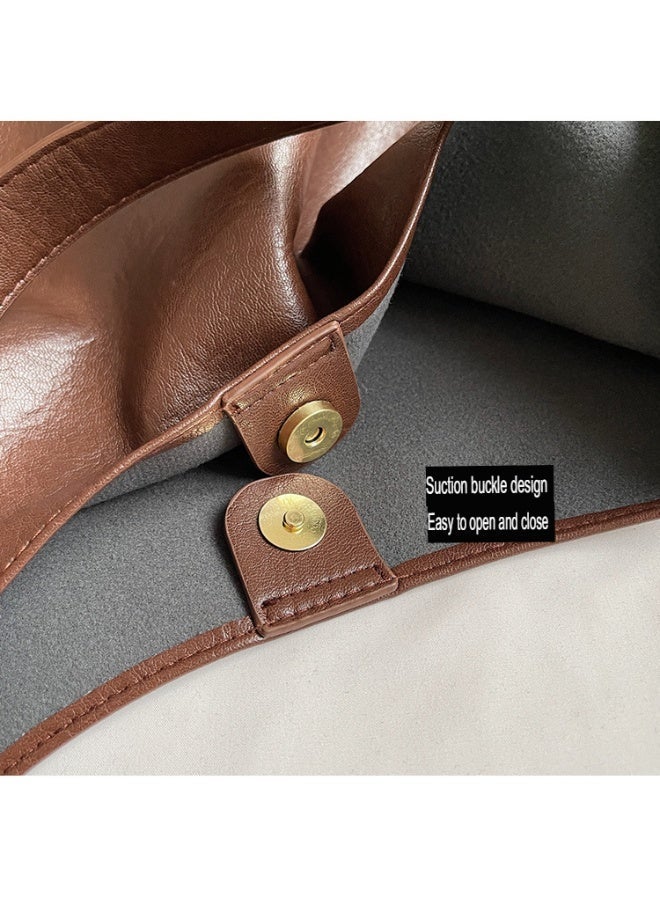 كيفية حقيبة يد نسائية عبر الجسم، تصميم بسيط، قوام جلد ناعم، موضة عتيقة، حقيبة يومية غير رسمية، سعة كبيرة، للأم وابنتها. - Image 5