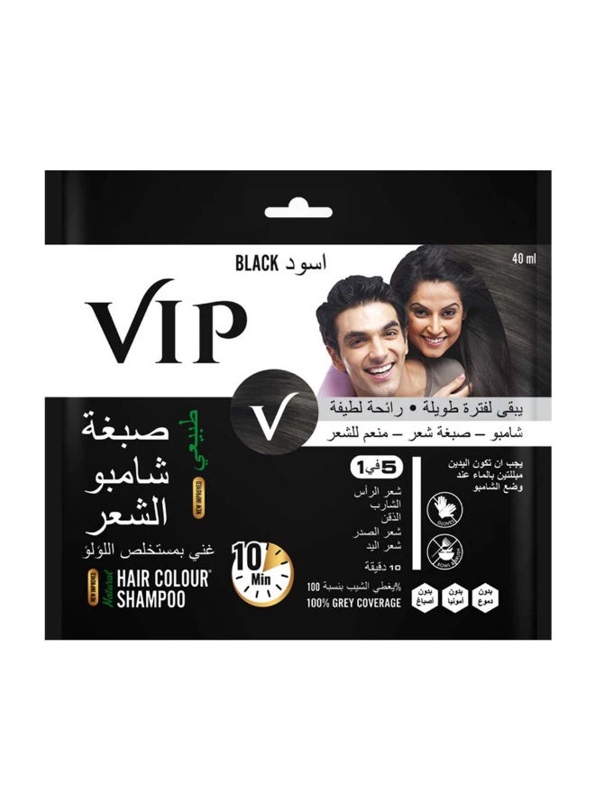VIP شامبو صبغة شعر طبيعي 40 مل، لون - أسود