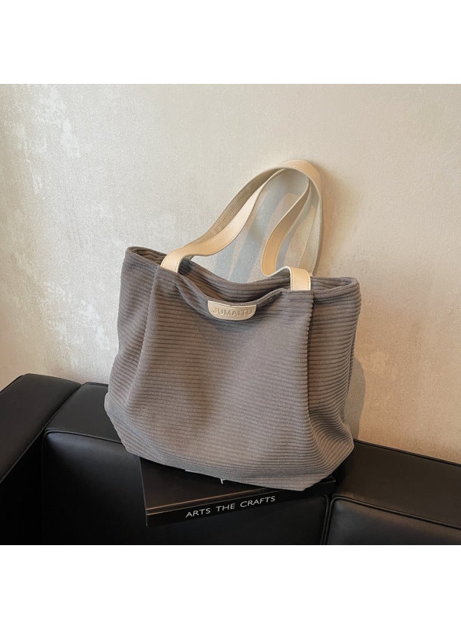 Casual Large Capacity Simple Tote Bag Women's Urban White Wear Fashion Handbag Work Commuter Shoulder Bag-Color:Off-white - Image 2