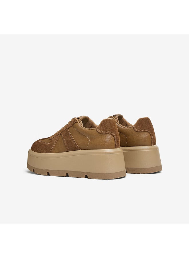 Tata Gaogao Thick Sole German Training Shoes Women's Breathable Platform Casual Sneakers Cx901am5 Yellow Brown Single Lining Size 34 - Image 5