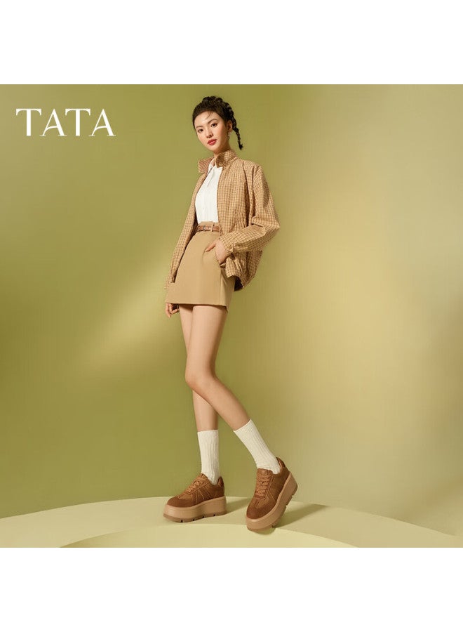 Tata Gaogao Thick Sole German Training Shoes Women's Breathable Platform Casual Sneakers Cx901am5 Yellow Brown Single Lining Size 34 - Image 2