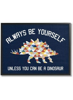 Stupell Industries Always Be Yourself Blue Dinosaur Kids Word, Design by Artist Daphne Polselli Wall Art, 11 x 1.5 x 14, Black Framed  - Image 1