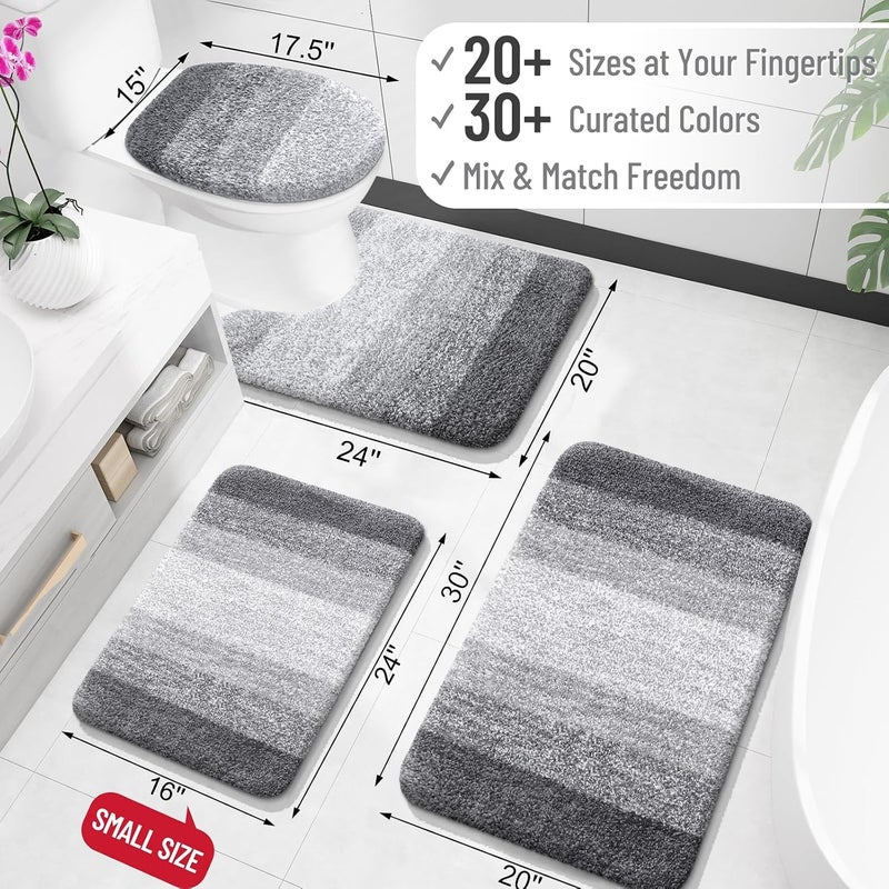 OLANLY Small Bathroom Rugs 24x16, Extra Soft Absorbent Microfiber Bath Rugs | Grey, Non-Slip Quick-Drying Rubber Backing, Machine Washable Plush Bath Mat for Floor, Tub and Shower, Home Decor Accessories - Image 2