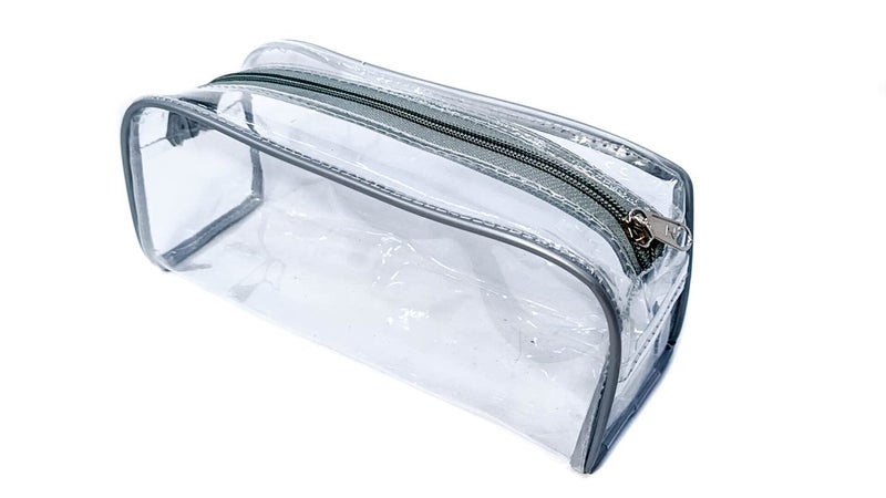 iShine Multipurpose Travel Morning Zipper Pouch for Men and Women Transparent Medium (Pack of 3, Silver) - Image 2
