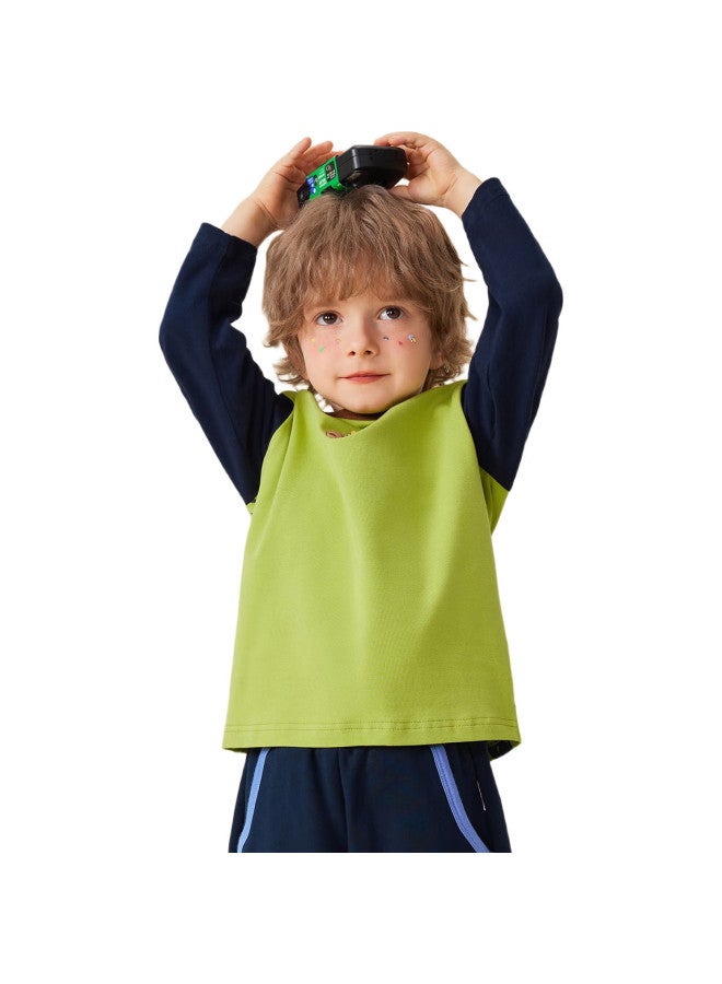 MQDMINI Boys' Long Sleeve T-Shirt Children'S T-Shirt Color-Blocked Top Bottoming Shirt Kids Clothing Cookie Hamburger - Image 3