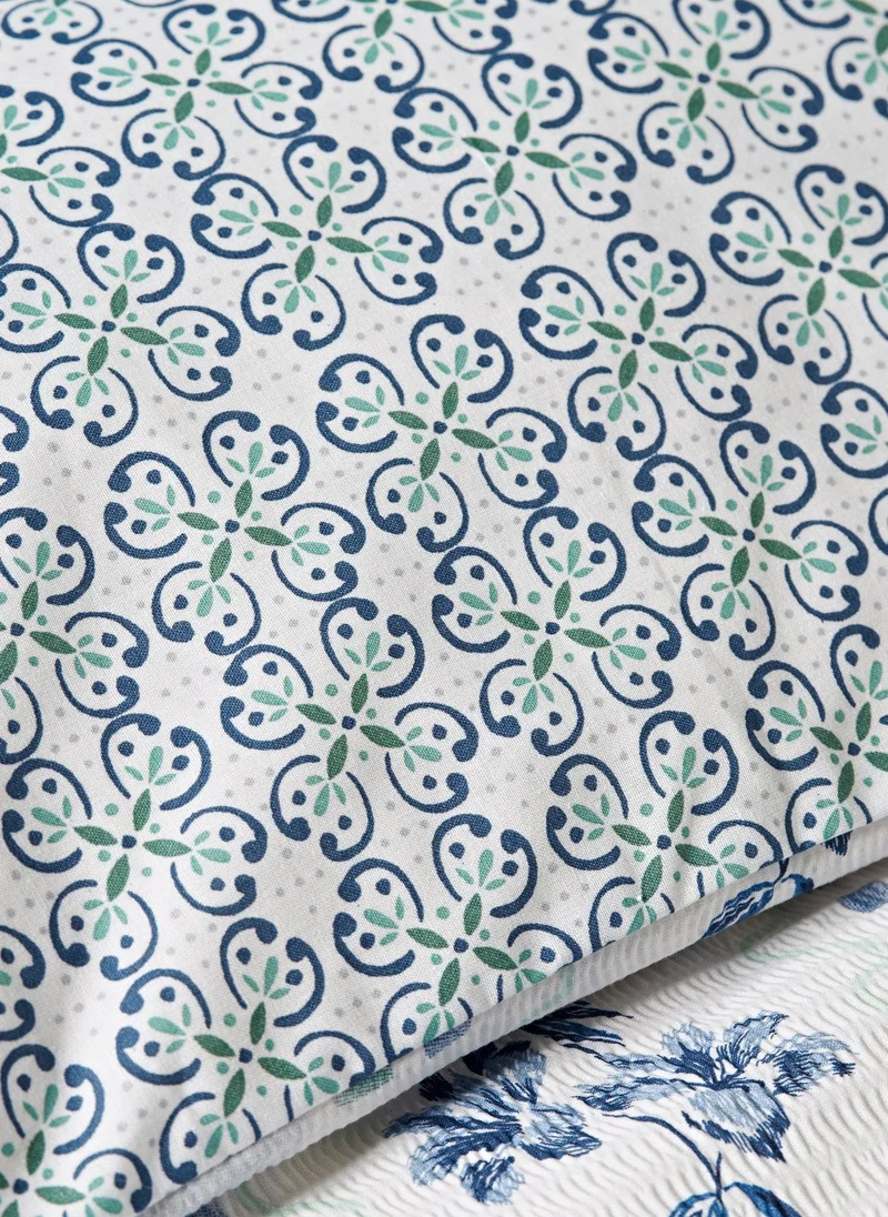 Matalan Blue Blue Palm Tile Duvet Set  | Best Price UAE